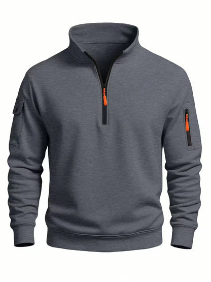2025 autumn and winter new men's T-shirt sweatshirt casual sports casual long sleeved high neck half zipper windproof top