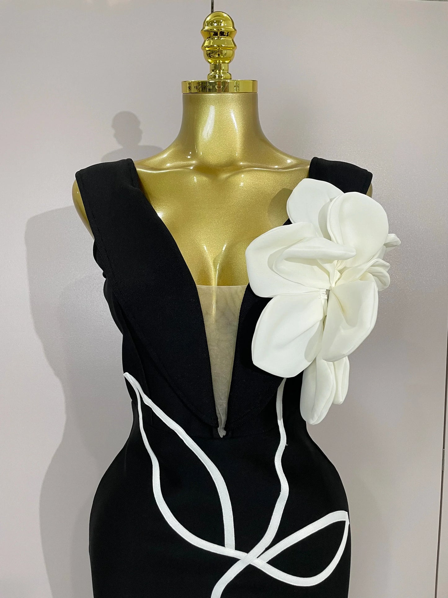 Sexy Off Shoulder White Flower Black Red Bodycon Bandage Long Dress Women Luxury Celebrity Evening Club Elegant Party Gowns