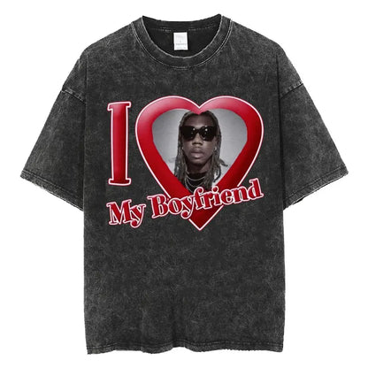 Retro Washed Playboi Carti I AM MUSIC Logo T Shirt Opium Ken Carson Narcissist Tour Antagonist Rap T-shirts Men's Oversized Tees