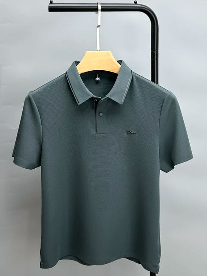 Light luxury brand letter emboss short sleeve T-shirt summer popular men polo shirt comfort silky breathable business casual top