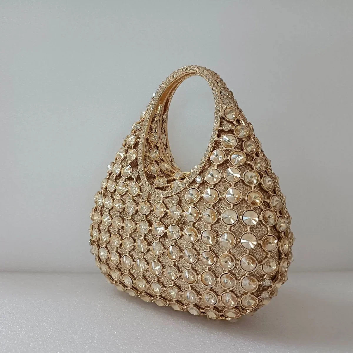 Women Large Capacity Handbag Luxury Green Rhinestone Evening Party Bags Wedding Bridal Crystal Clutches Top-handle Purse