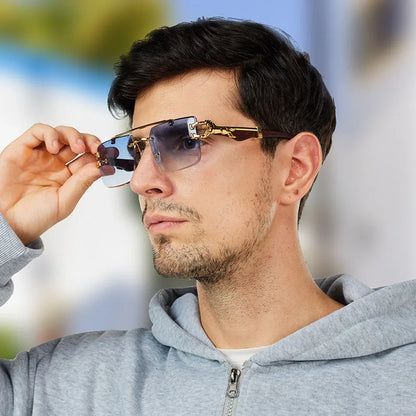 New Retro Rimless Sunglasses For Men Steampunk Sunglasses Women Punk Fashion Glasses Vintage Shades Gafas De Sol Sonnenbrill Sun