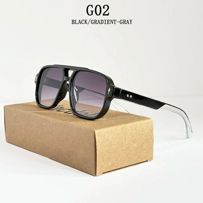 Square Sunglass Men Retro Vacation Yellow Sunglasses Women Trendy Vintage Fashion Glasses Luxury Gafas De Sol Hombre Zonnebril