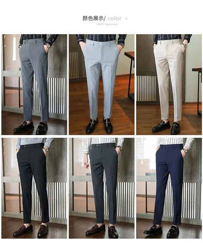 Plus size 40 38 Men Business Solid Suit Pant 2026 Spring Formal Slim Fit Wedding Trouser Mens Brand Fashion Casual Dress Pants
