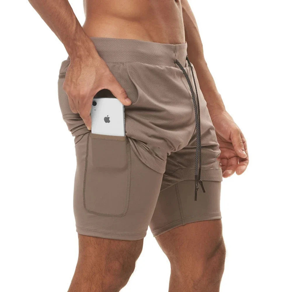 Plus 5XL Men's Fitness Shorts 2 IN 1 Jogger Streetwear Shorts Gym Bodybuilding Breathable Quick Dry Running Shorts Huge Size