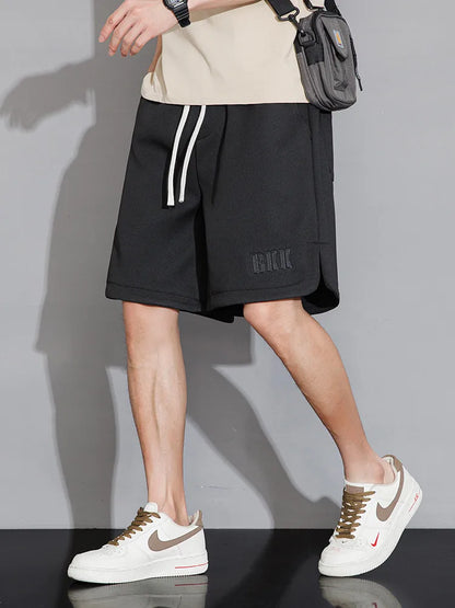 Summer Men's Sport Shorts Knee-Length Straight Loose Short Pants Streetwear Drawstring Knitted Sweat Casual Shorts Big Size 8XL