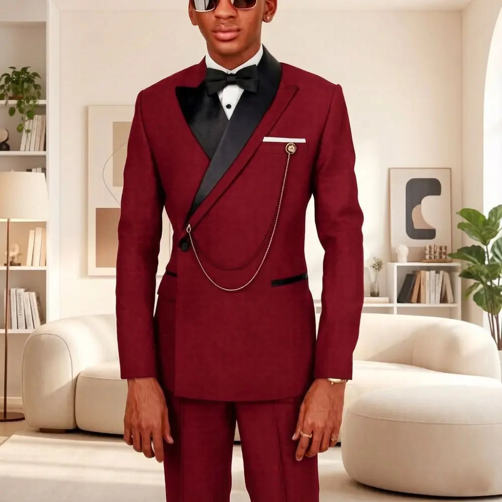 Slim Fit Suits for Men 2 Pieces Formal Wedding Suits Mix Match Elegant Asymmetric Shawl Collar Embellished Separates Prom Wear