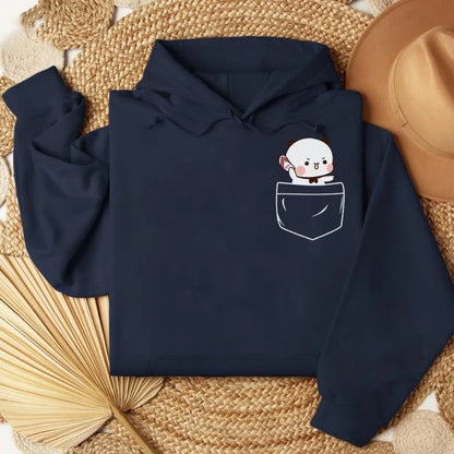 Matching Bubu Dudu Bear Pocket Couple Hoodies Anniversary Gift Clothing Cute Casual Daily Life Fall Winter Men Women Streetwear