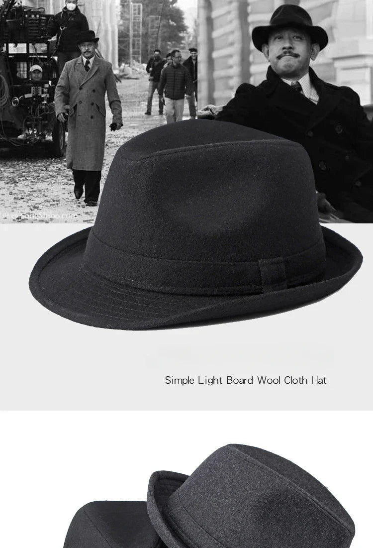 Gentleman Hat Men's British Style Retro Simple Pure Color  Top Hat Men's Casual Jazz Hat