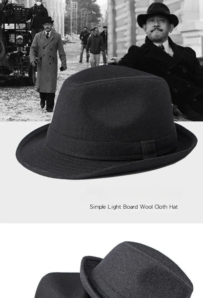 Gentleman Hat Men's British Style Retro Simple Pure Color  Top Hat Men's Casual Jazz Hat