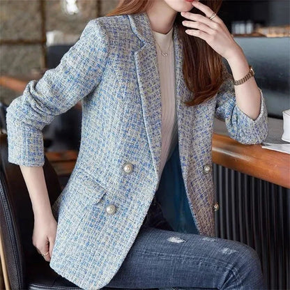 Female French Style Small Fragrant Wind Coarse Tweed Suit Jacket 2023 Spring New Women's High-end Sense Goddess Fan Small Suit