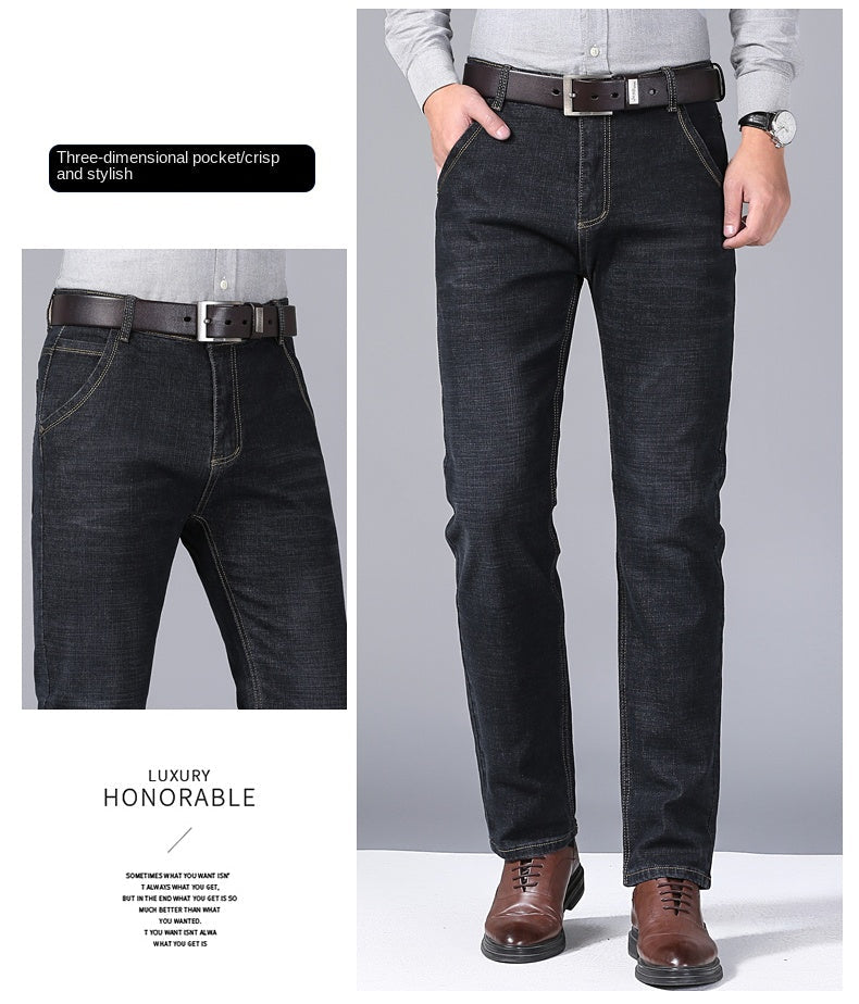 Brand 2026 New Men's Slim Elastic Jeans Fashion Business Classic Style  Denim Pants Trousers Male