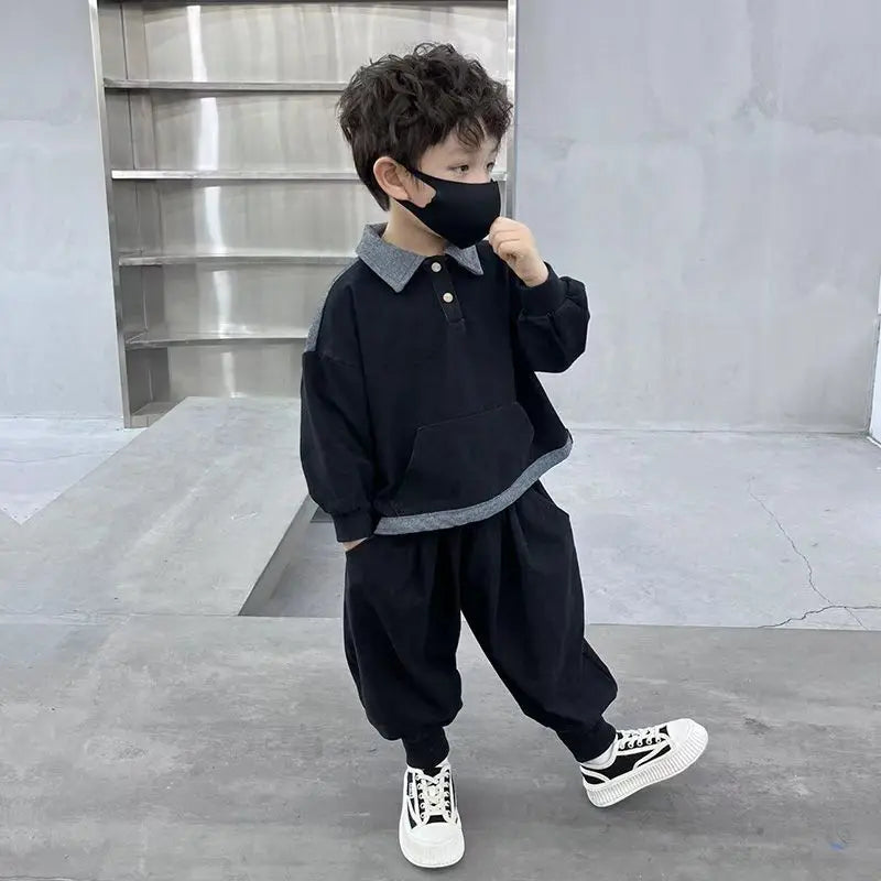 Sweatshirt Set Boys Outfit Kids Sets for Boy Autumn Winter Wear Children's Top Bottom Clothes Elementary Student Men's Korean