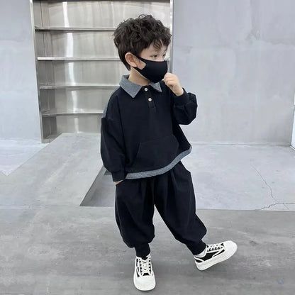 Sweatshirt Set Boys Outfit Kids Sets for Boy Autumn Winter Wear Children's Top Bottom Clothes Elementary Student Men's Korean