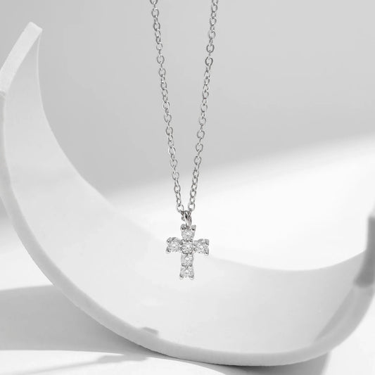 D Color Moissanite 925 Sterling Silver Corss Pendant Necklaces Sparkling Lab Diamond Link Chain Jewelry For Women Gifts