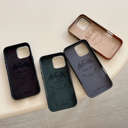 for MagSafe Luxury Business Hit Color Relief Leather Case for IPhone 16 15 14 13 Pro Max Magnetic Wireless Charging Alloy Lens