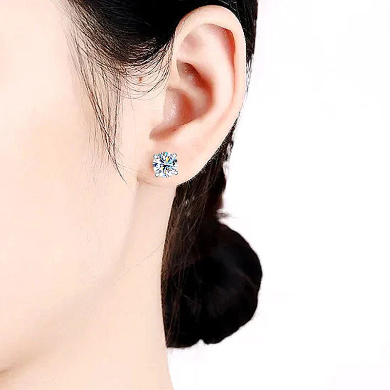 4 Prong 0.2-2ct D Color Moissanite Screw Earrings for Women Wedding Fine Jewelry S925 Silver Diamond Earring Ear Studs Gift