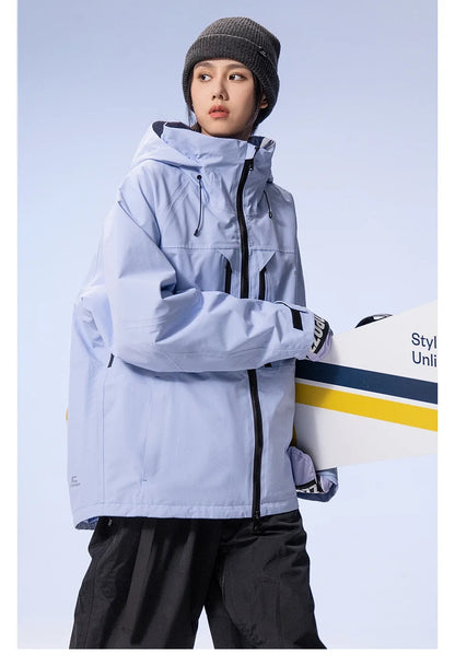 Thicken 3L Ski Jacket Men Women Windproof Waterproof Winter Ski Coat Ski Wear Solid Color Hooded Warm Snowboard Ski Suit