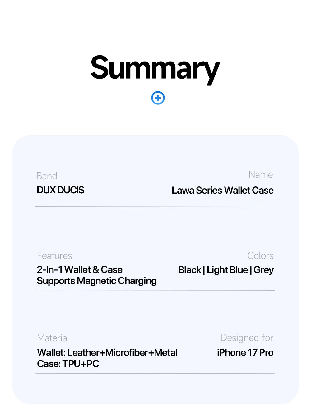 2in1 Magnetic Detachable Wallet Folio Case for iPhone 17 Pro Max/17 Air/16plus 15Leather Cover with Card Slots & Clasp