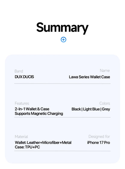 2in1 Magnetic Detachable Wallet Folio Case for iPhone 17 Pro Max/17 Air/16plus 15Leather Cover with Card Slots & Clasp