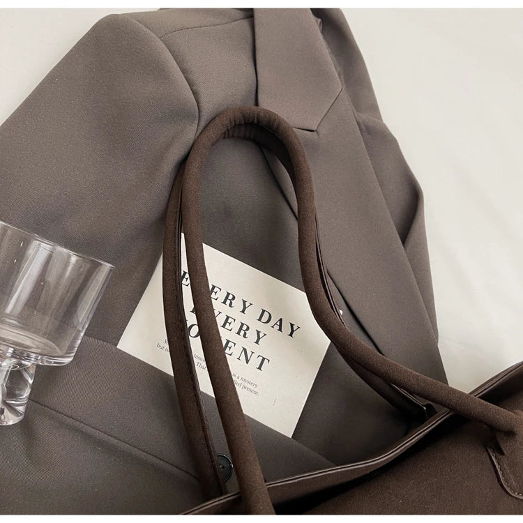 Classic Faux Suede Handbags Women England Style Elegant Shoulder Bags Big Solid Designer Casual Totes Lady Retro Female Packages