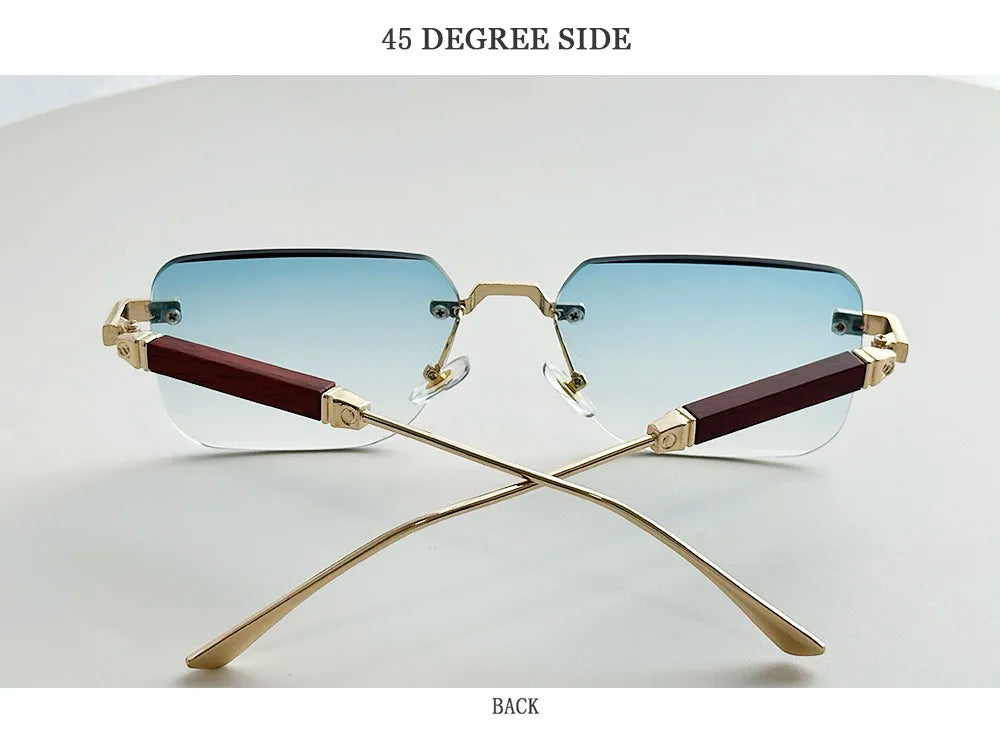 Rimless Sunglass Men Vintage 2025 Fashion Glasses Square Sunglasses Women Trendy And Fashionable Gafas De Sol Hombre Zonnebril
