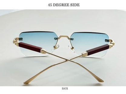 Rimless Sunglass Men Vintage 2025 Fashion Glasses Square Sunglasses Women Trendy And Fashionable Gafas De Sol Hombre Zonnebril