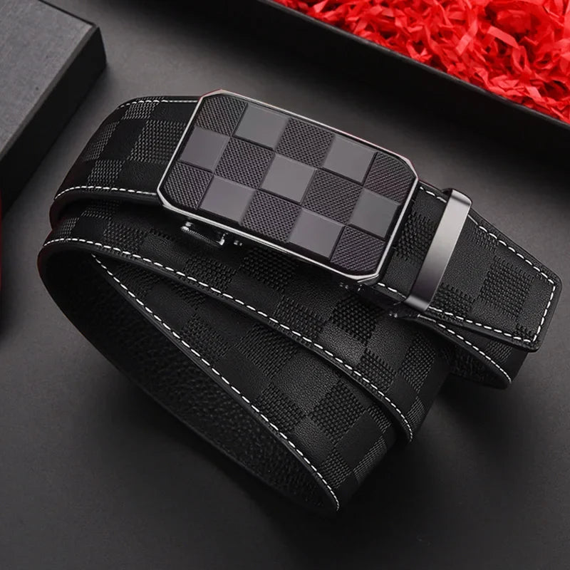 Brand Luxury Belt for men, Genuine Leather Automatic Buckle Adjustable Belt Fashion Style Golf Belt Luxury Gifts for Men