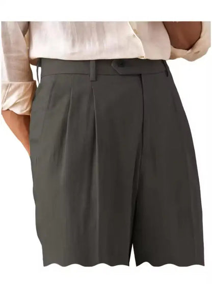 Premium Men's Pants Pleated Wide-Leg Dress Chinos Business Daily Office Versatile Formal Casual Trousers Banquet Wedding Summer