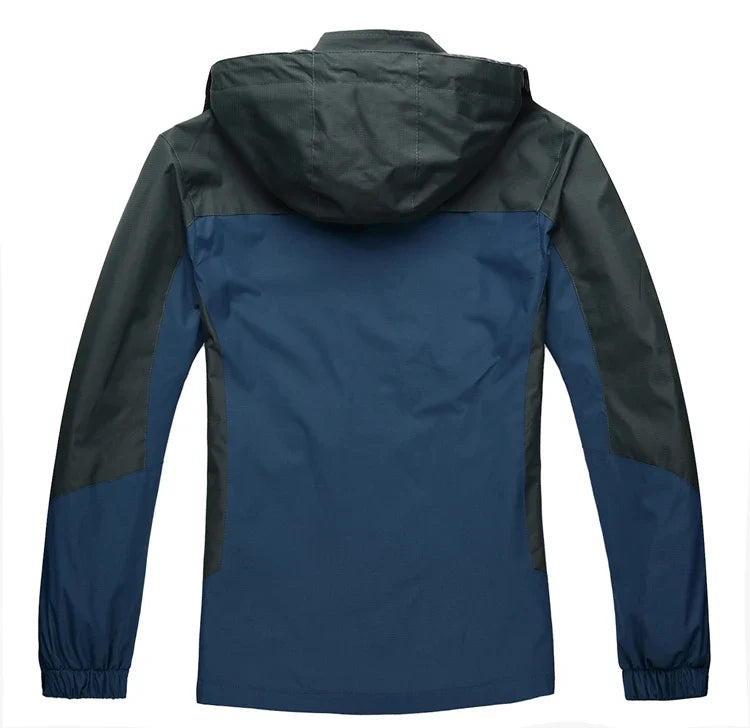 Men's Autumn Hiking Jacket Hooded Removable Waterproof Lightweight Rain Coat Trekking Outdoor Camping Casual Sportswear