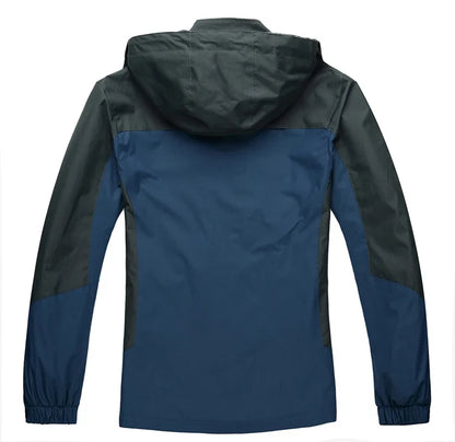 Men's Autumn Hiking Jacket Hooded Removable Waterproof Lightweight Rain Coat Trekking Outdoor Camping Casual Sportswear