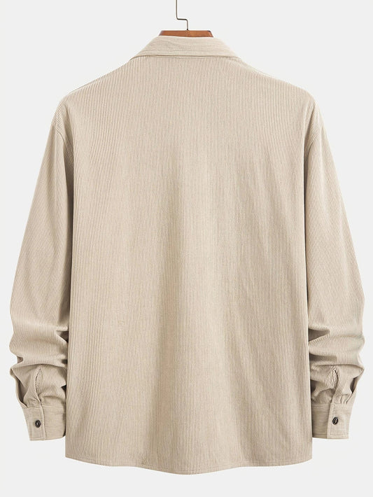 Men's Corduroy Shirt 2026 New Slim Fit Button Down Long Sleeve Solid Color Wrinkle-Free Business Casual Office Shirt