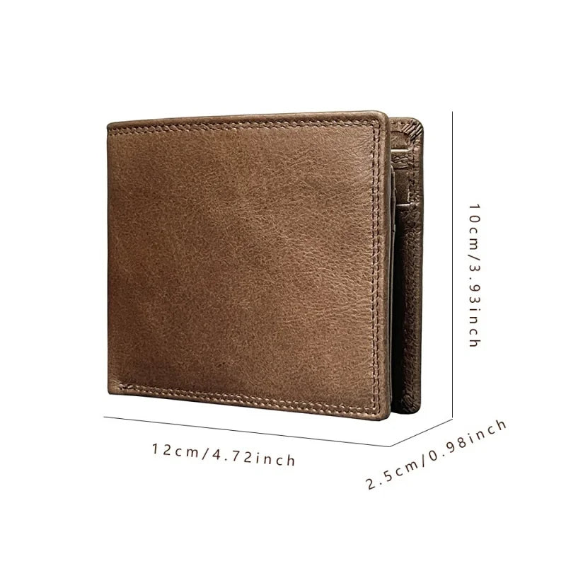 Multi-Functional First Layer Cowhide Men's Wallet Retro Horizontal Zipper Change Credit Card Position Men's Real-Leather Bag