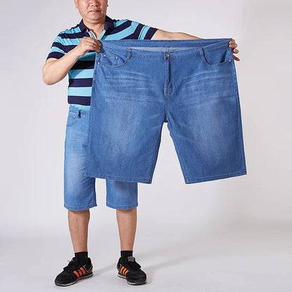 Men Extra Large Size Shorts Knee-length Summer Breeches Denim 2024 Male Bermuda Classic Stretch Plus Size Big 8XL Men Short Jean