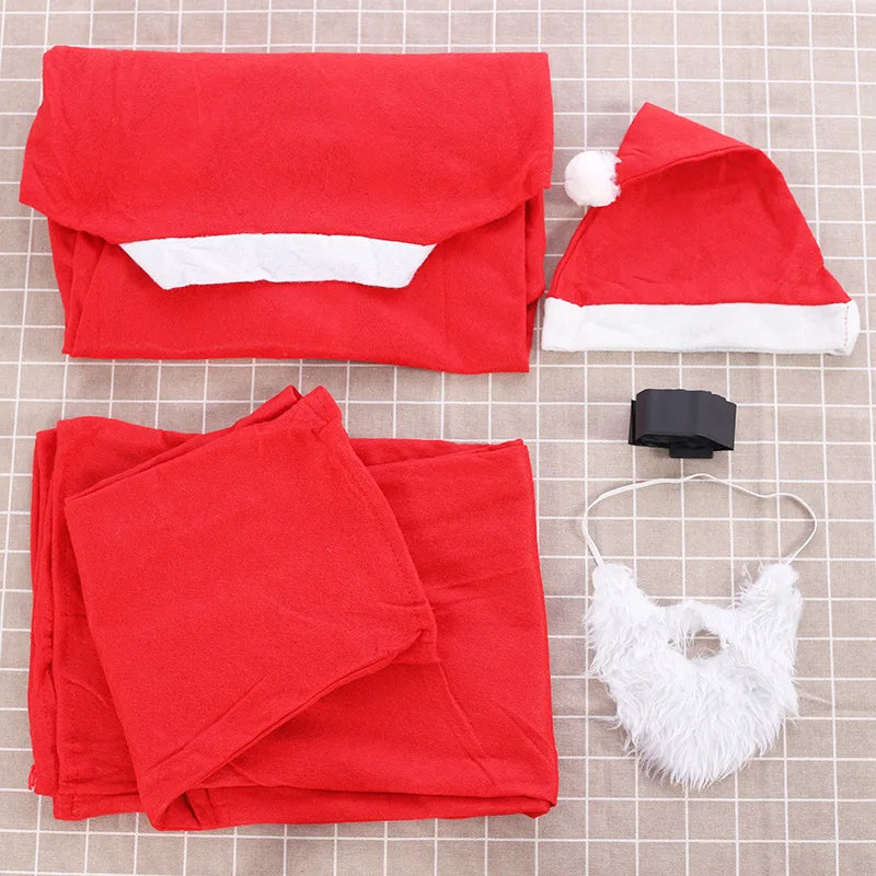 7PC Santa Claus Costume Sets Christmas Party Prom Adult Role Playing New Year Christmas Clothing Adult Character Cosplay Costume