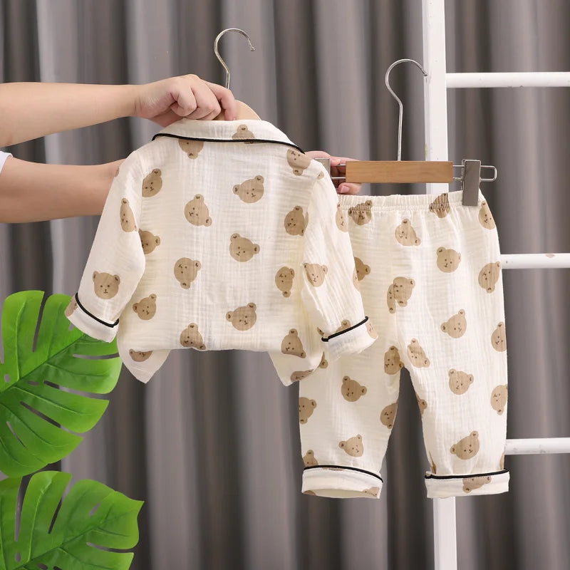 New Spring Autumn Baby Clothes Children Boys Sleepwear Tops and Pants Kids Pajamas Infant Girls Clothing Toddler Cartoon Costume