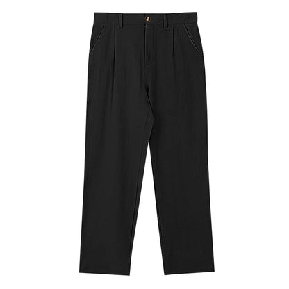 Amazon European and American Men's Linen Solid Color Casual Suit Pants New Fashion Beach Wide-Leg Trousers