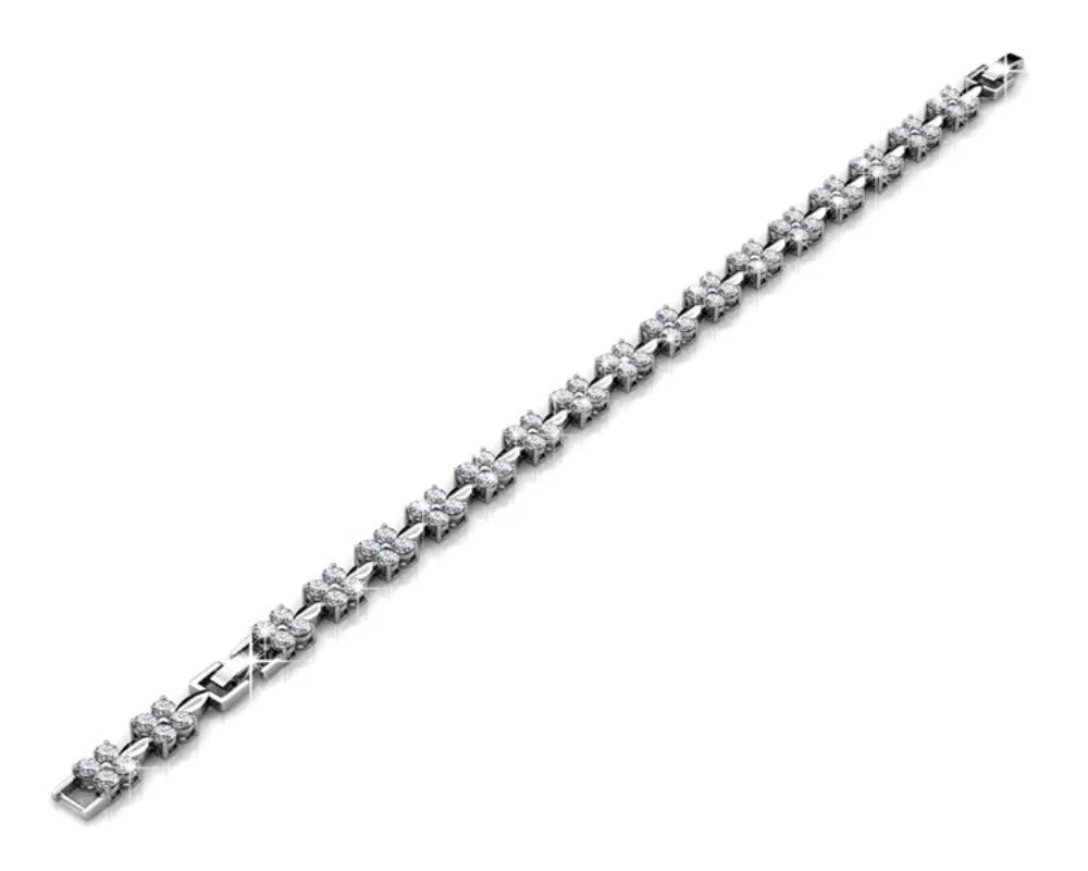 Flower Bracele Embellished with Premium Swarovski Crystals T Quality Brass with 18K Rose Gold Plated Wedding Bridal Gift