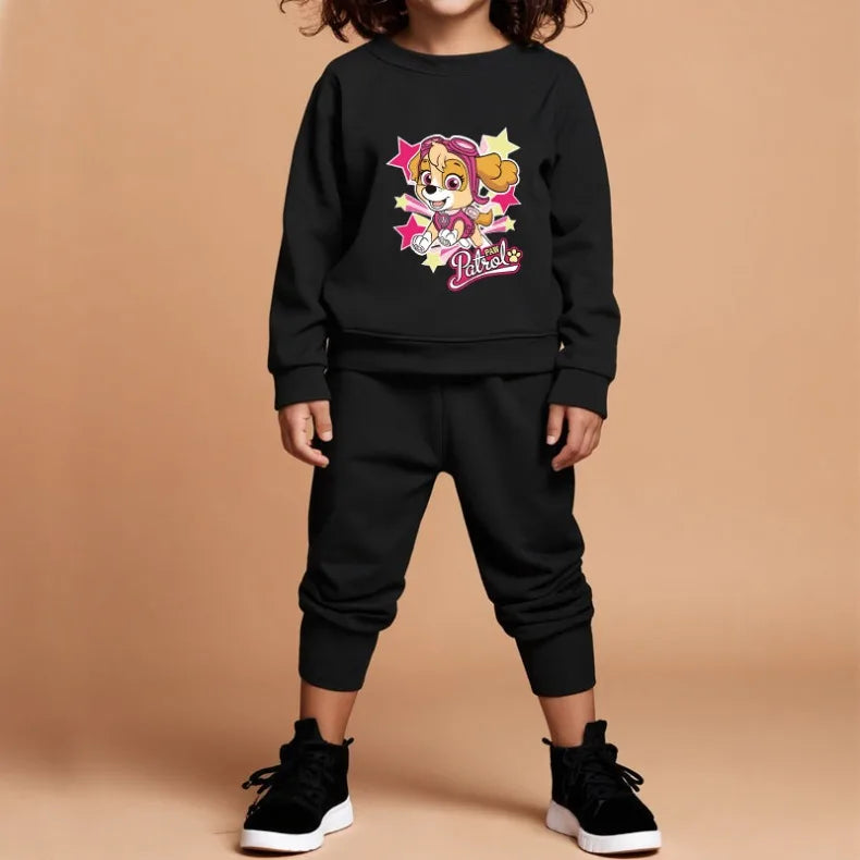 Printed Girls Pullover and Trousers Two Piece Sets Autumn Kids Casual Hoodies Set Spring Fall Children Sweatsuits New