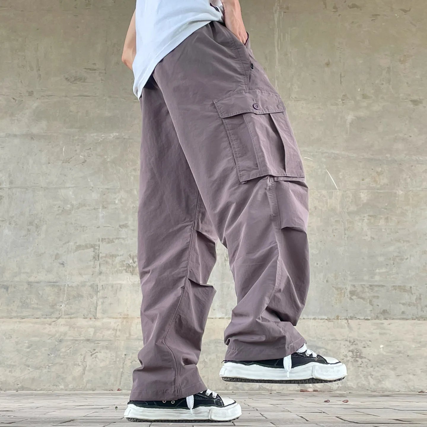 Mens Womens Spring Summer Lightweight Quick Dry Baggy Loose Paratrooper Cargo Pants Outdoor Techwear Multi Pocket Streetwear