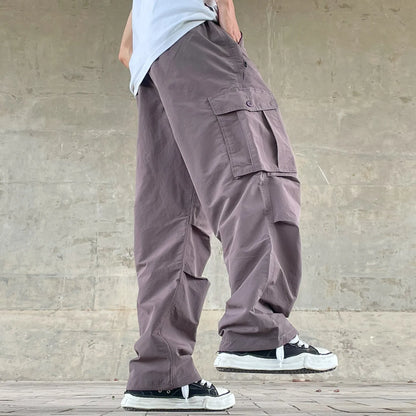 Mens Womens Spring Summer Lightweight Quick Dry Baggy Loose Paratrooper Cargo Pants Outdoor Techwear Multi Pocket Streetwear