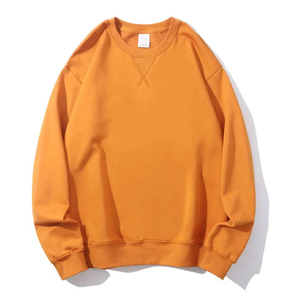 380g Tight Match Heavy Inverted Triangle Loose Versatile Solid Cotton Vintage Autum Winter Long Sleeve Round Neck Sweater