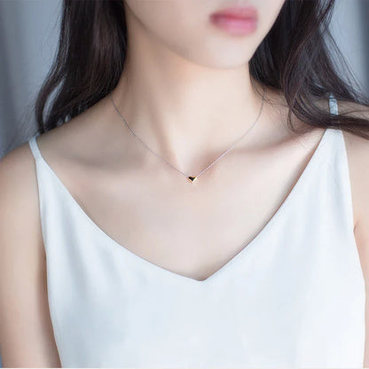 Gold Color Heart Simple Tiny Fashion Chain Pendant Necklaces Classic Girls 925 Sterling Silver Jewelry For Women Gift