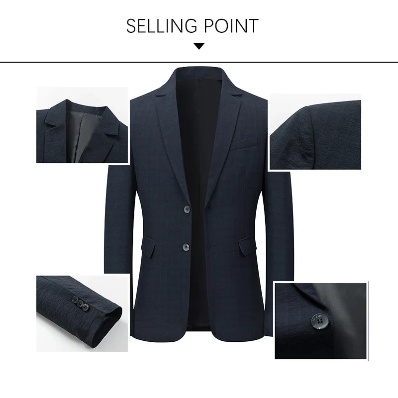 Brand Business England Style Men Suit Slim Fit Easy Care Spring Autumn Wedding Black Formal Blazer for Men Clothing
