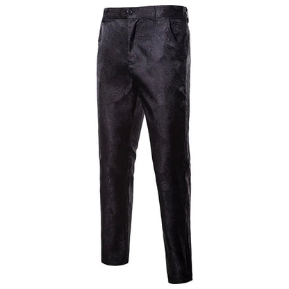 New Men Business Jacquard Suit Pants Black / Red / Purple / Navy Fashion Male Wedding Party Dress Thin Trousers