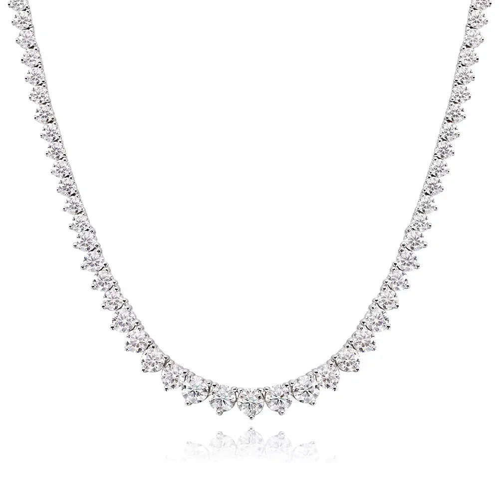 3 Claw D VVS1 Moissanite Tennis Necklace s925 Sterling Silver 18k White Gold GRA Certified Wedding Necklaces for Women