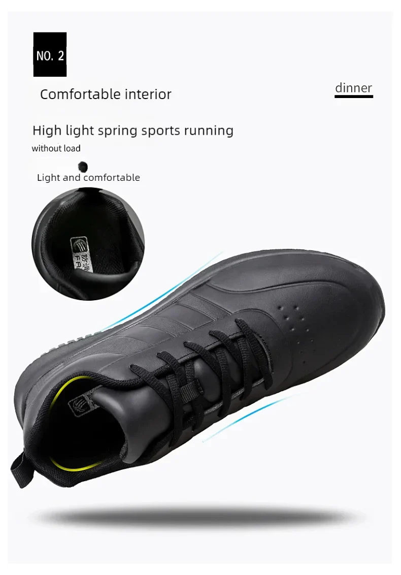 Causal Chef Shoes four Season new Lightweight Soft Sole Comfort Oil proof Men and Women's Chef Business Work Leather Shoe