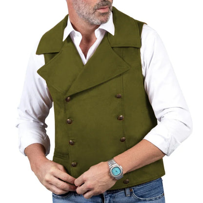 Men Vest Brown Double Button Frosted Velvet Waistcoat For Banquet Birthday Wedding Business Work Formal Set Men Suit Vest