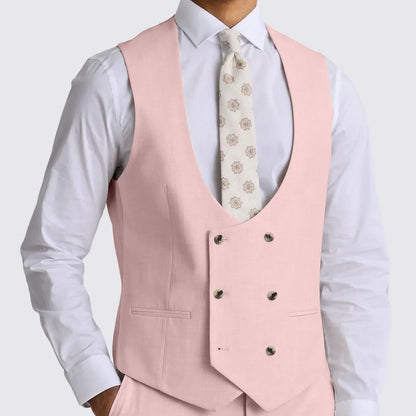 Men Vest Beige Solid Double Button V Neck Waistcoat For Wedding Party Banquet Business Work Daily Casual Men Suit Vest