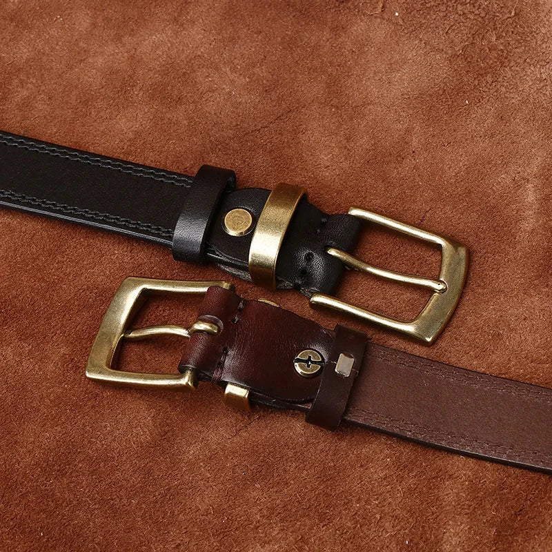 2.8CM Ladies Pure Cowhide High Quality Genuine Leather Belts for Women Needle Buckle Jeans Cowboy Waist Belt Luxury Designer